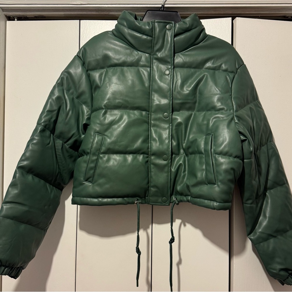 NWT Love Tree Forest Green Puffer Jacket Sz M